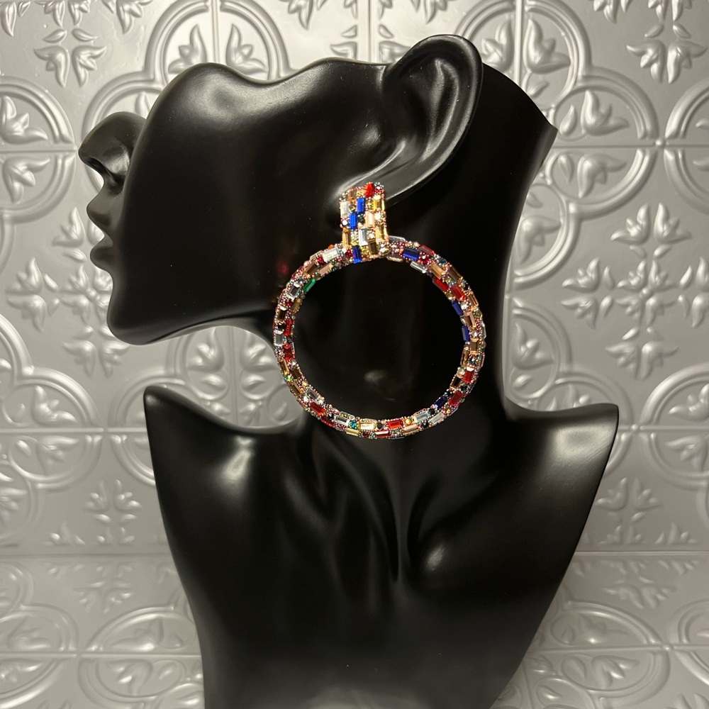 Mosaic multi color earrings